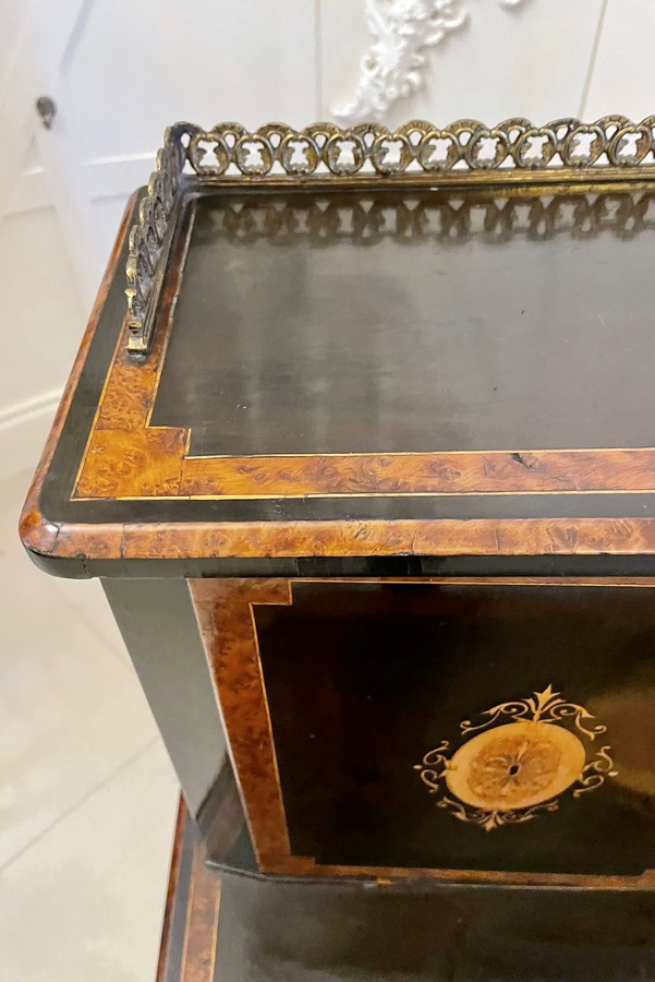 Antique Unusual Antique Victorian Quality Ebonised And Burr Walnut Inlaid Writing Desk REF:289C 