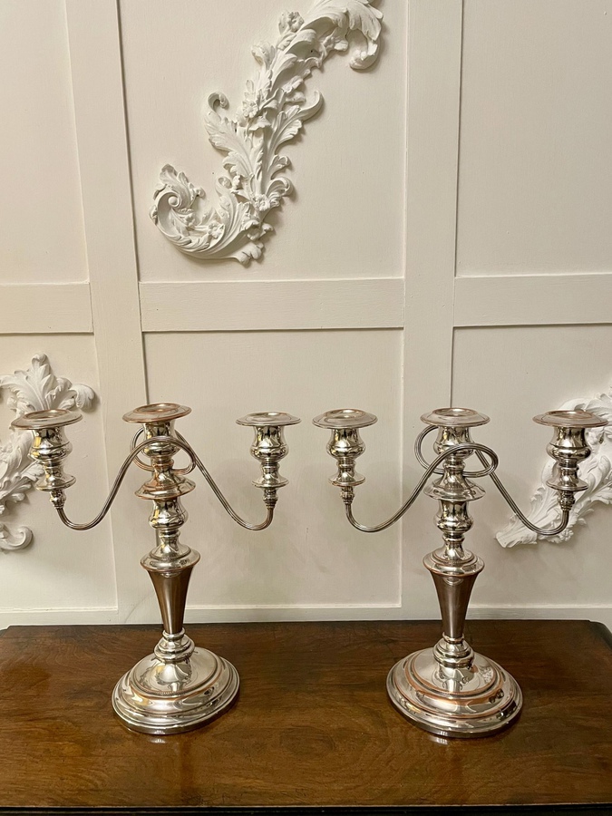 Pair of Antique Edwardian Silver Painted Candelabra REF:282C