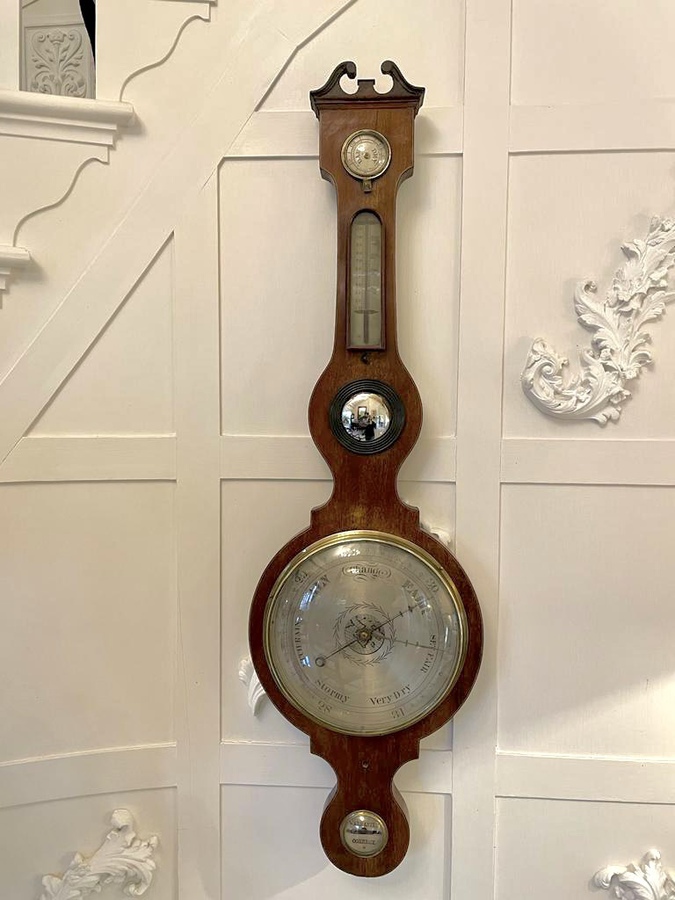 Large Antique George III Quality Mahogany Banjo Barometer REF:253C