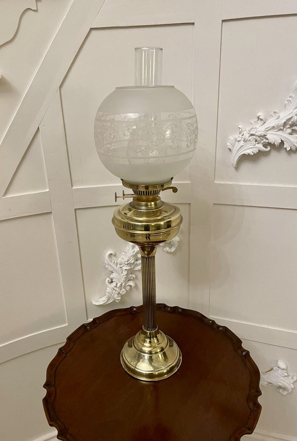 Antique Victorian Quality Brass Oil Lamp REF:252C