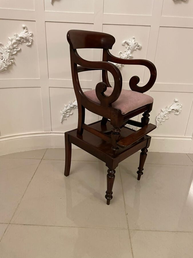 Unusual Antique William IV Quality Mahogany Child’s Armchair and Stand REF:236C