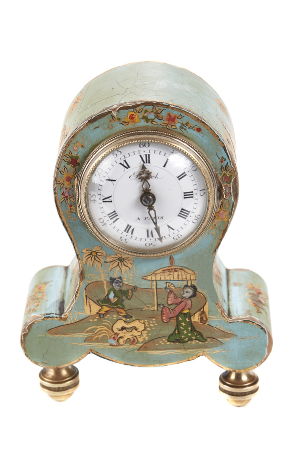 Antique French Japanned Balloon Desk Clock REF:214