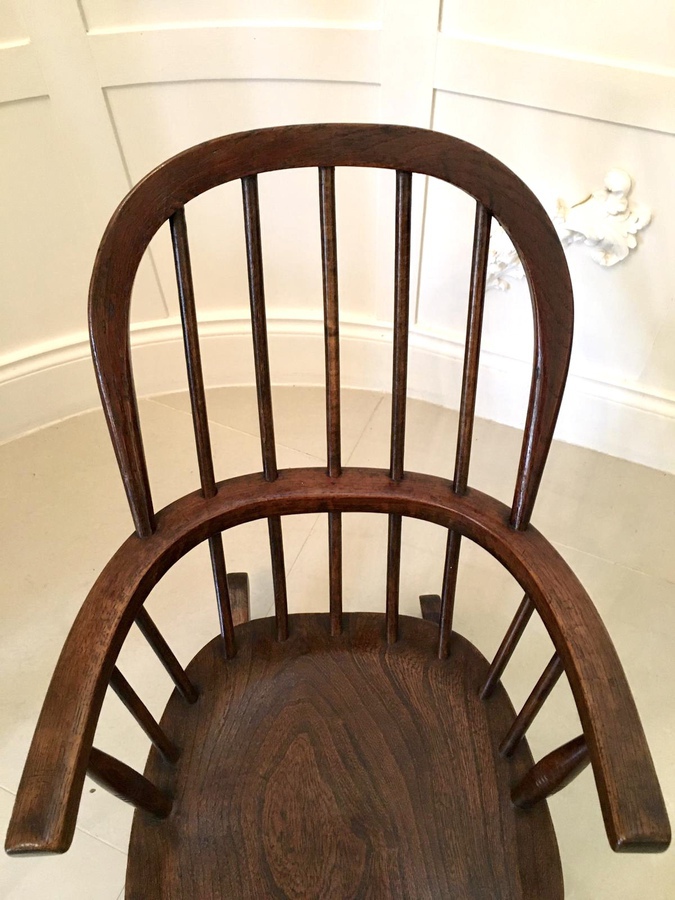 Antique  19th Century Antique Elm and Ash Childs Windsor Rocking Chair REF:432