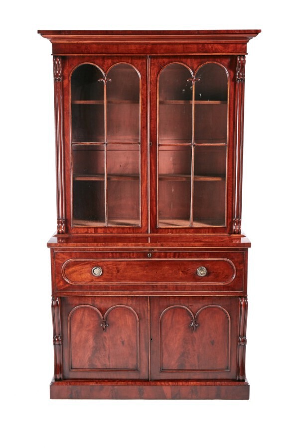 Exceptional Quality William IV Mahogany Secretaire Bookcase
