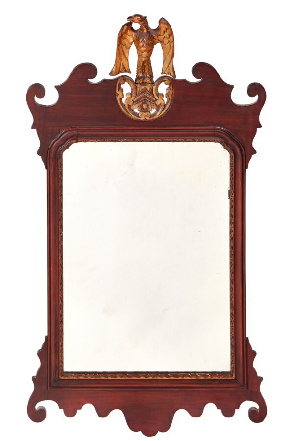 Antique Large Antique Edwardian Mahogany Wall Mirror