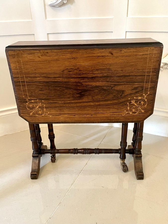 Antique Quality Antique Edwardian Inlaid Rosewood Sutherland Table