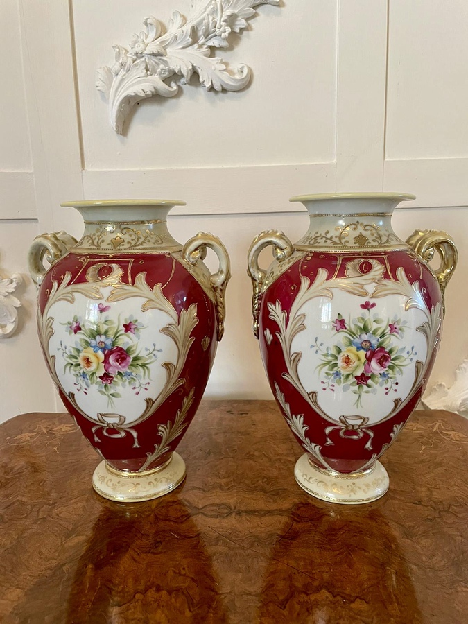  Pair of Quality Antique Noritake Vases