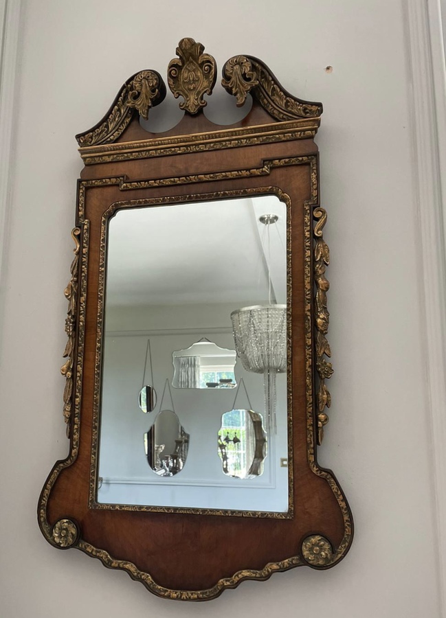 Fine Antique Carved Walnut and Gilt Decoration Mirror