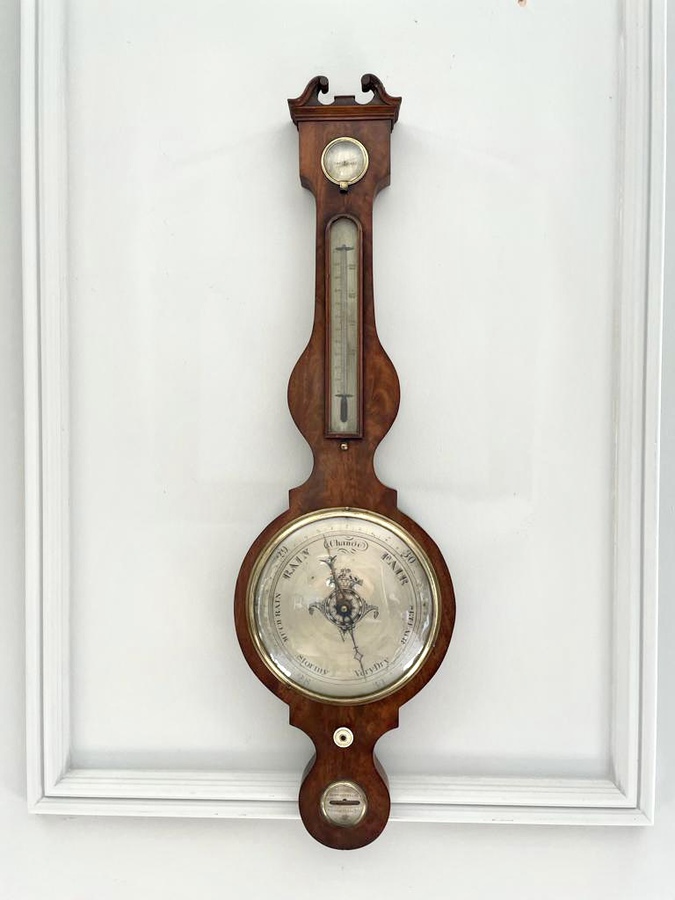 Antique  Quality 18th Century Antique Georgian Mahogany Banjo Barometer 