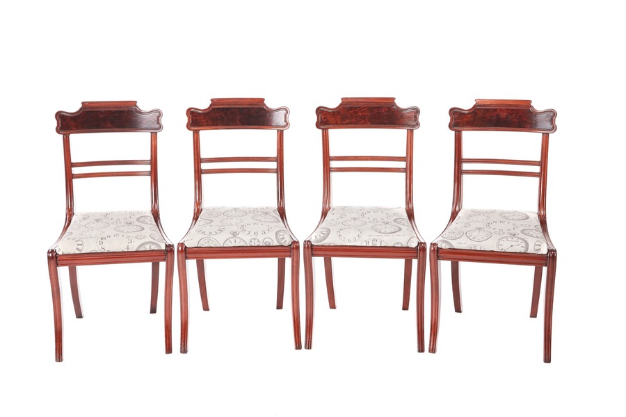  Quality Set of Four Regency Antique Mahogany Dining Chairs