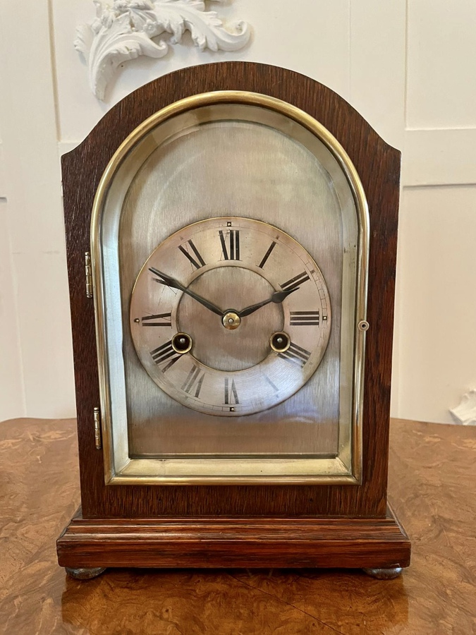  Antique Edwardian Mahogany Eight Day Chiming Mantel Clock