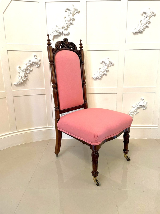 Antique Victorian Carved Walnut Ladies Chair