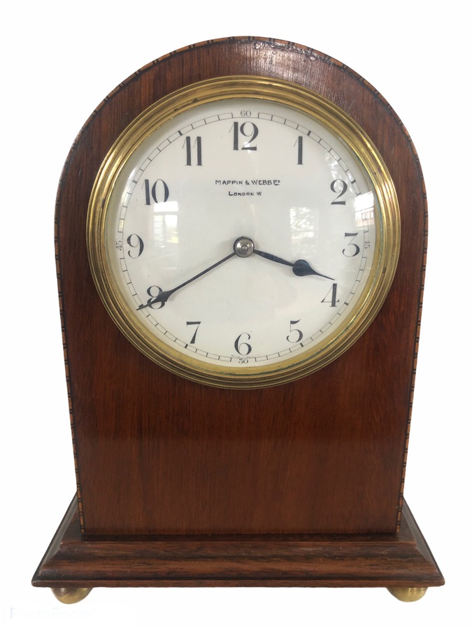 Antique Inlaid Mahogany Mantel Clock by Mappin & Webb