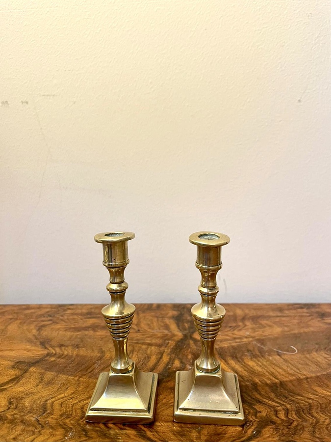  Pair Of Edwardian miniature Brass Candlesticks
