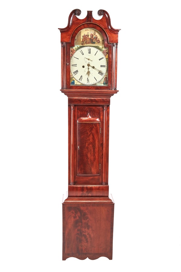 Antique  Antique George III Mahogany Eight Day Painted Face Grandfather Clock