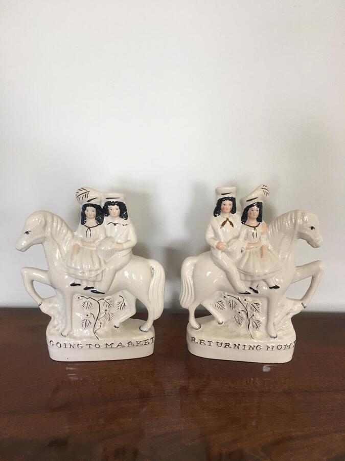 Pair of Antique Staffordshire Flat Back Figures