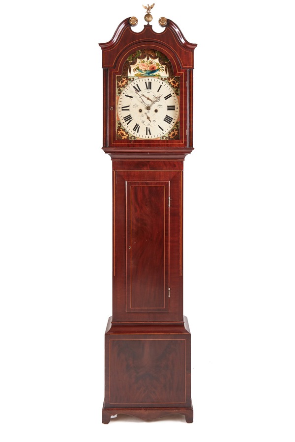 Antique George III Mahogany Inlaid Eight Day Grandfather Clock