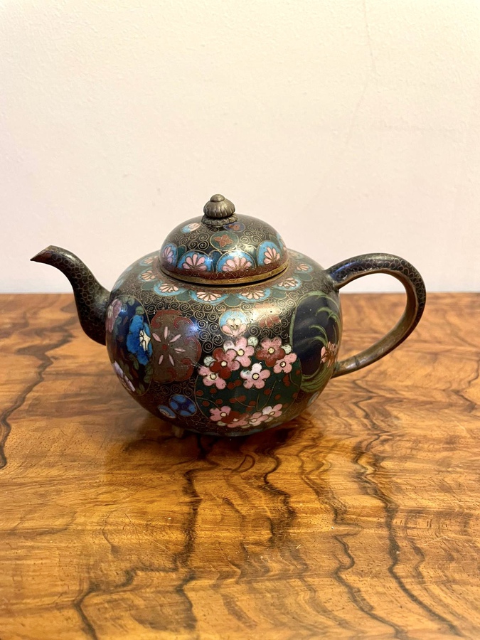 Unusual antique miniature Japanese cloisonné teapot
