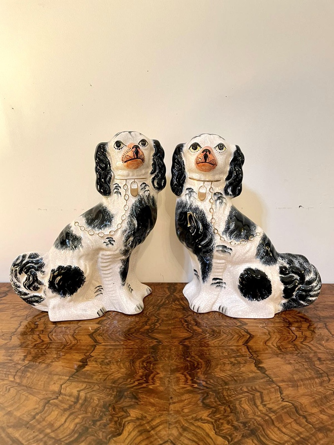Antique  Pair of Antique Victorian Staffordshire Dogs