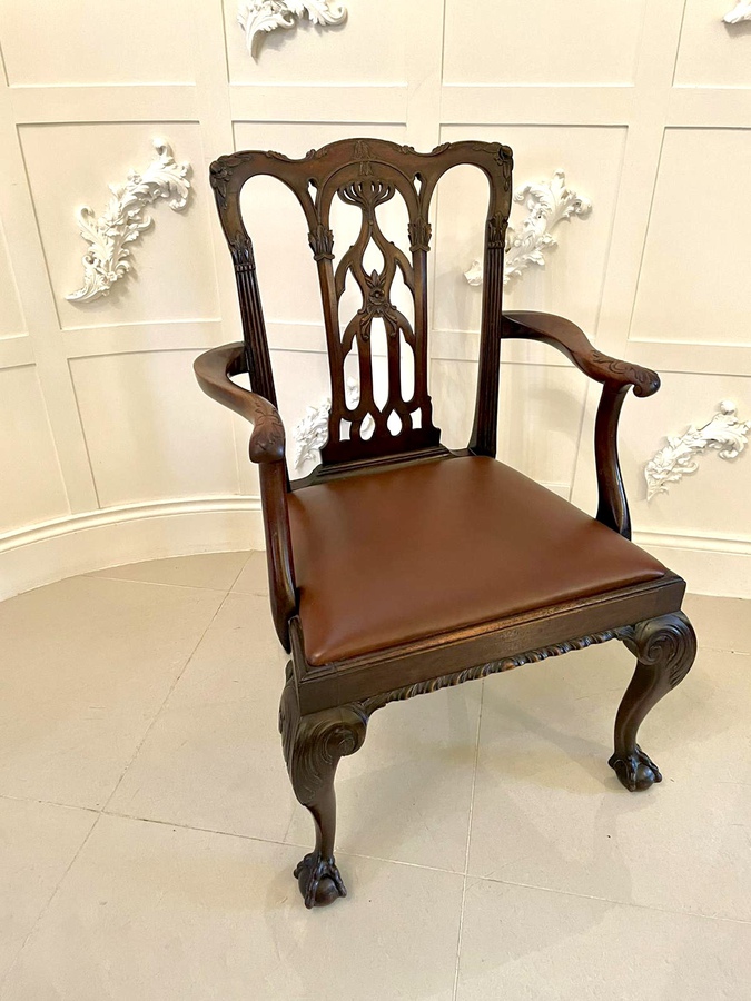  Quality Antique Victorian Carved Mahogany Desk Chair
