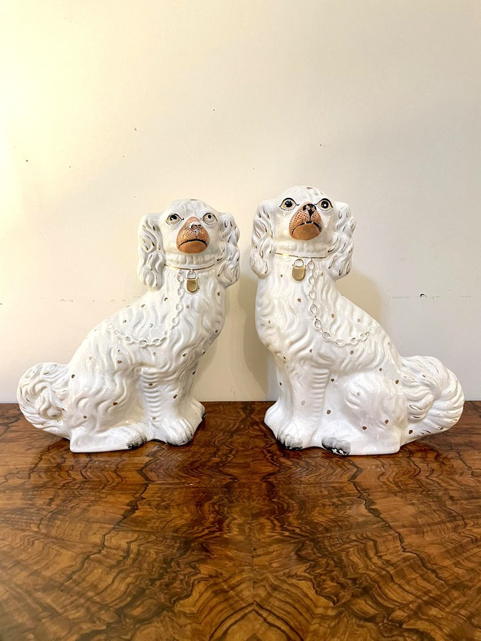 Pair of antique Victorian Staffordshire dogs