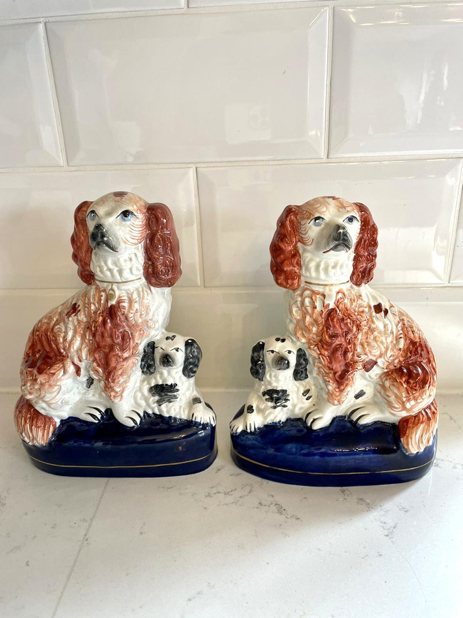 pair of antique Victorian Staffordshire dogs