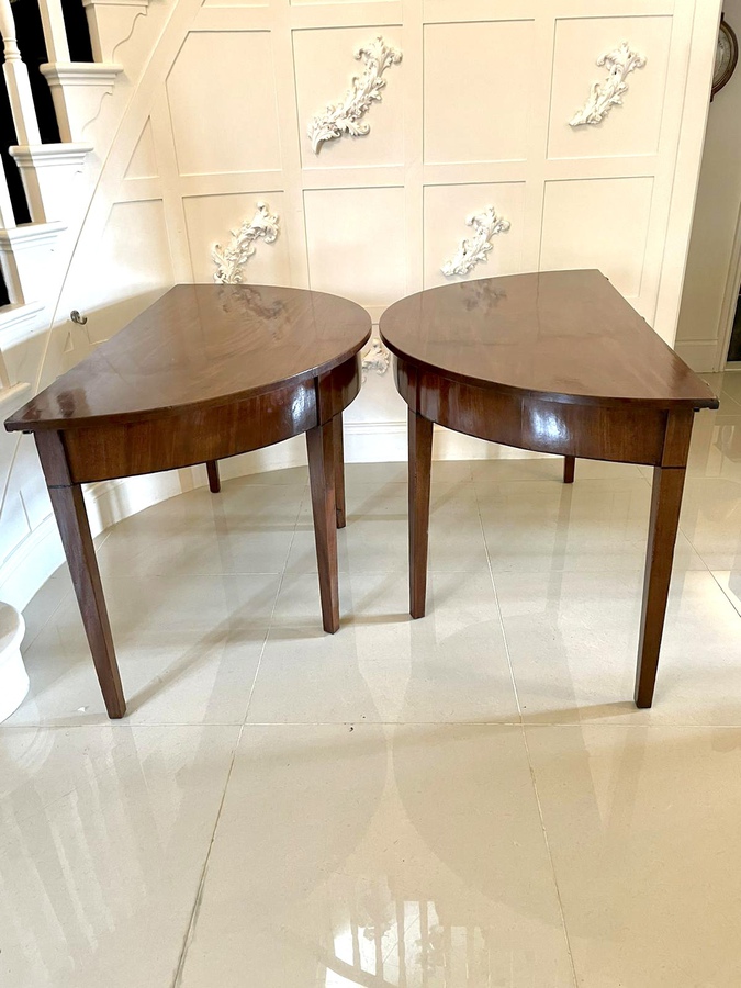  Pair of George III Mahogany Demi Lune Console Tables