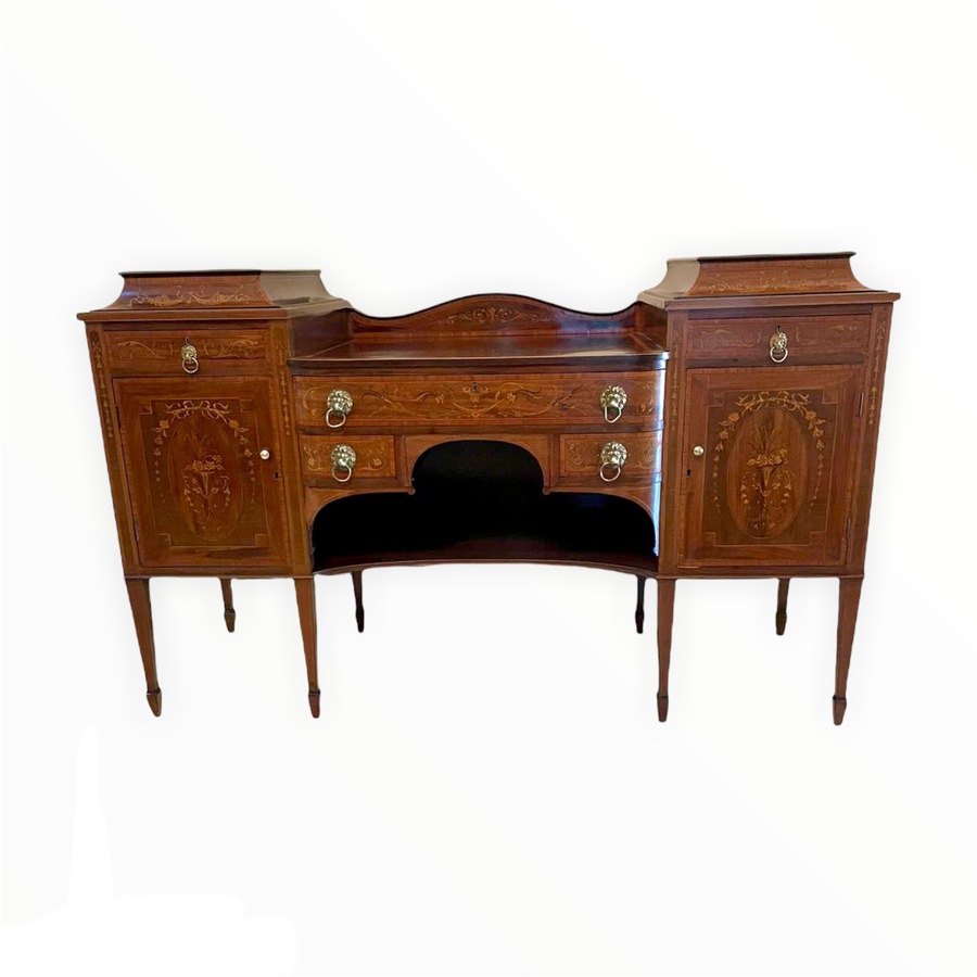Antique  Fine Quality 19th Century Mahogany Inlaid Marquetry Sideboard by Hewetsons, London