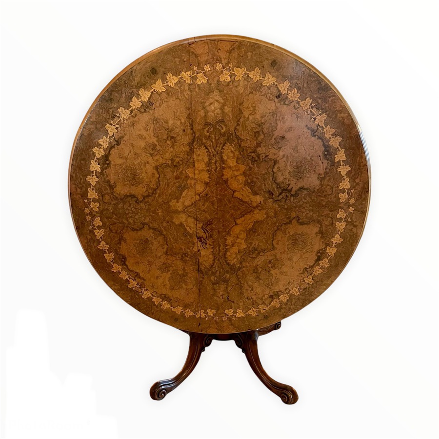  Magnificent Quality Antique Victorian Round Burr Walnut Inlaid Marquetry Low Centre  Table 