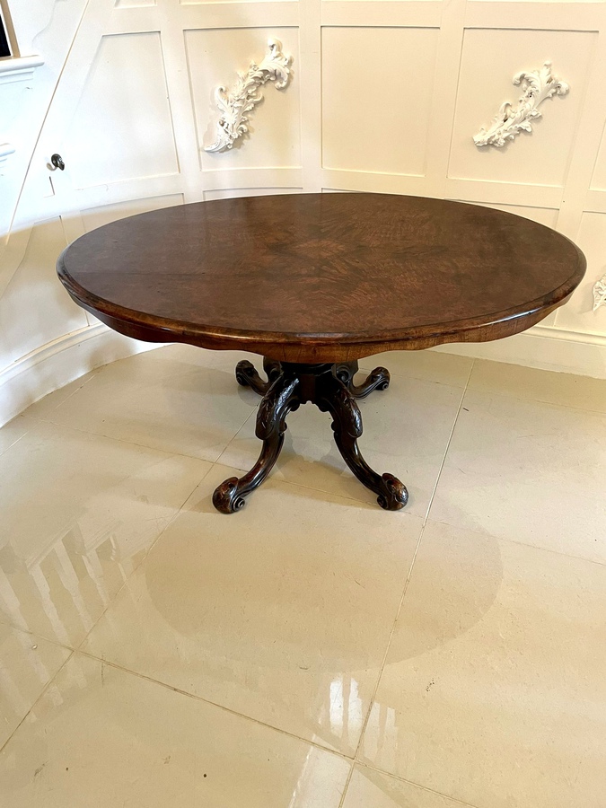 Quality Antique Victorian Burr Walnut Oval Coffee Table 