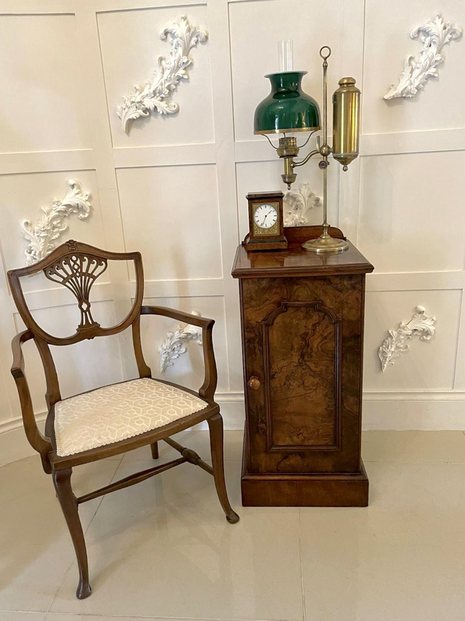 Quality Antique Victorian Burr Walnut Bedside Cabinet 