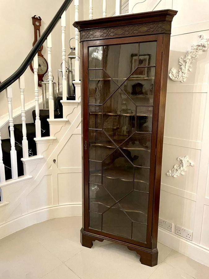 Antique Quality Antique Edwardian Mahogany Corner Display Cabinet