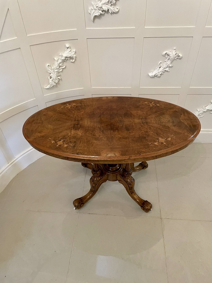 Quality Antique Victorian Inlaid Burr Walnut Centre Table 