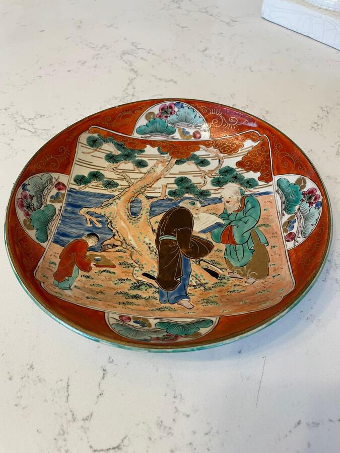  Quality Antique Japanese Hand Painted Kutani Shallow Bowl