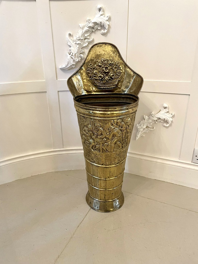 Antique   Large Antique Edwardian Ornate Brass Stick Stand 