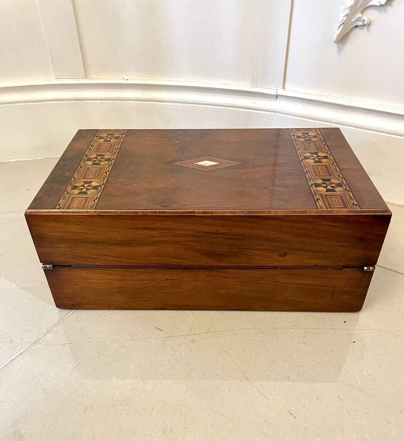  Quality Antique Victorian Burr Walnut Tunbridge Ware Inlay Writing Box  172C