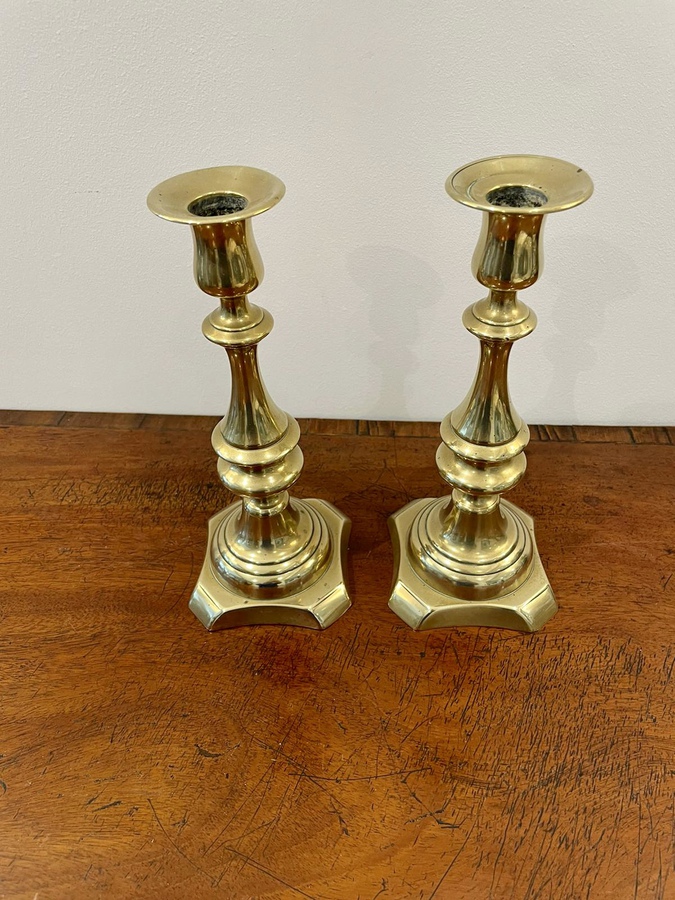 Antique Pair of Antique Victorian Brass Candlesticks ref 1201