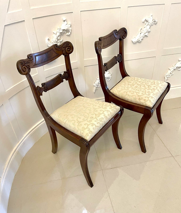 Antique Pair of Quality Antique Regency Carved Mahogany Side Chairs  ref: 1198