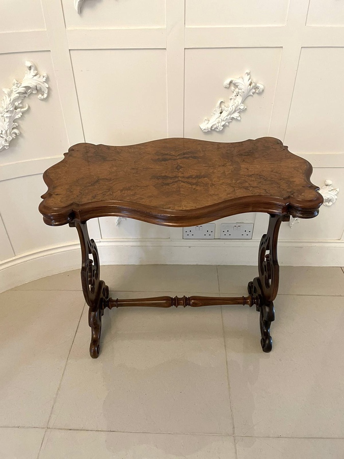 Antique Victorian Quality Burr Walnut Shaped Centre Table REF: 1188