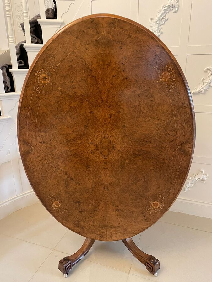  Antique Victorian Quality Burr Walnut Inlaid Oval Centre Table ref: 359C