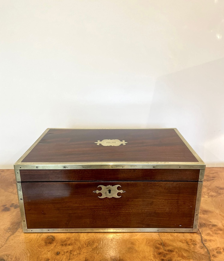 Antique  Antique George III Superb Quality Mahogany Brass Bound Writing Box ref: 354C
