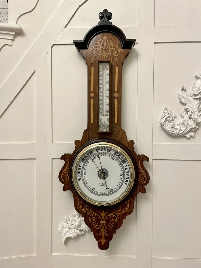 Antique Victorian Quality Rosewood Inlaid Banjo Barometer ref: 352C