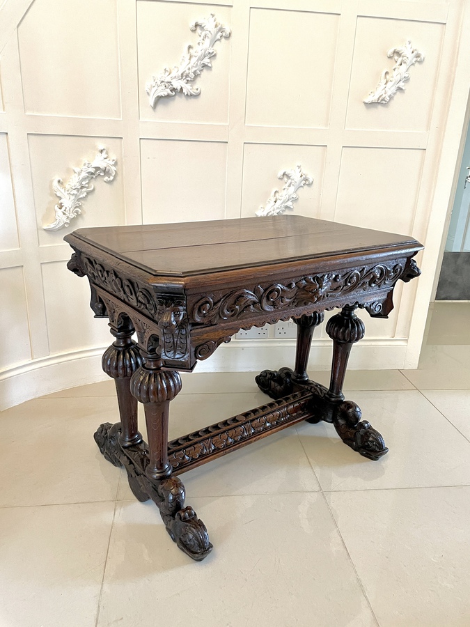 Antique Victorian Quality Carved Oak Freestanding Centre Table ref: 344C