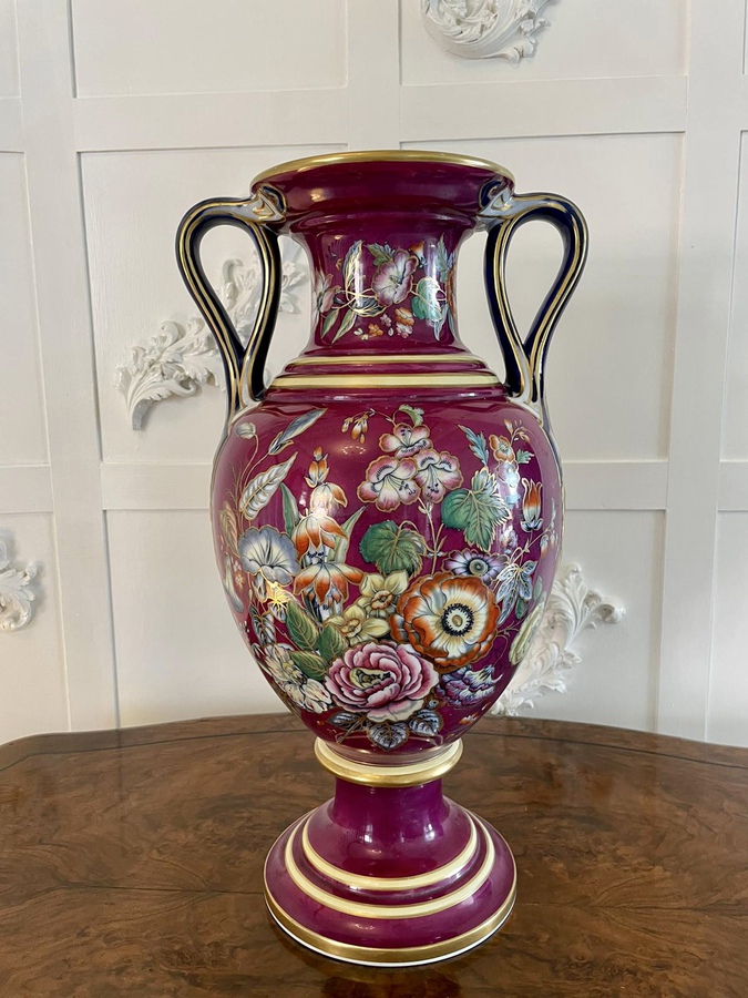 Exceptional Large Staffordshire Porcelaneous Twin Handled Vase ref: 1220