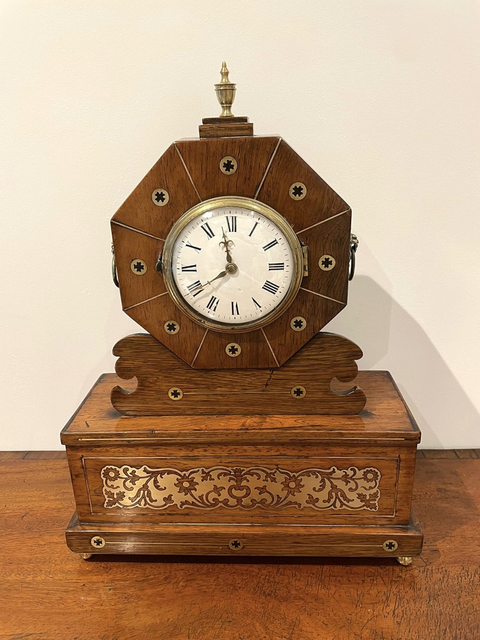 Antique Antique Regency Quality Rosewood Brass Inlaid Mantle Clock ref: 051A