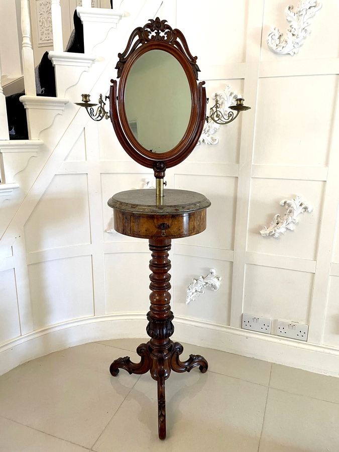  Fine Quality Antique Victorian Mahogany and Walnut Marble Top Telescopic Dressing Stand ref: 1168