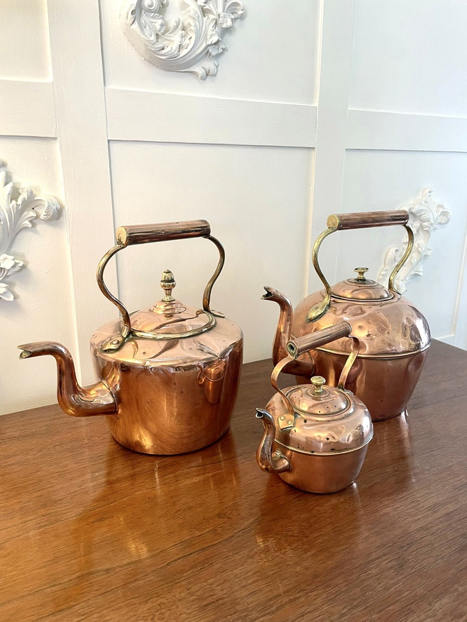 Antique Collection of Three Copper Kettles ref: 1249
