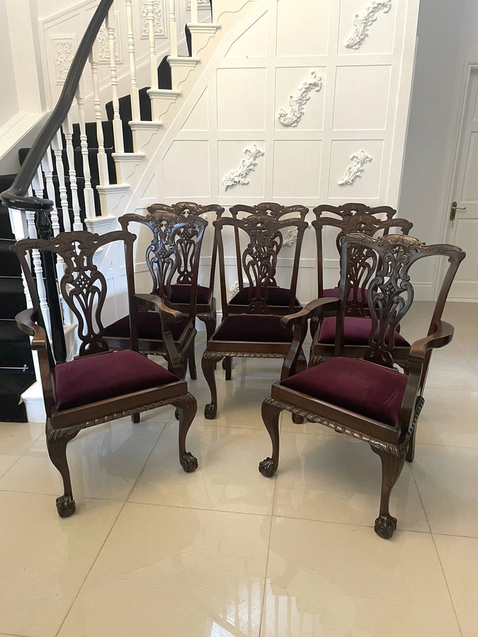Antique Set of Eight Antique Victorian Quality Carved Mahogany Dining Chairs ref: 1260
