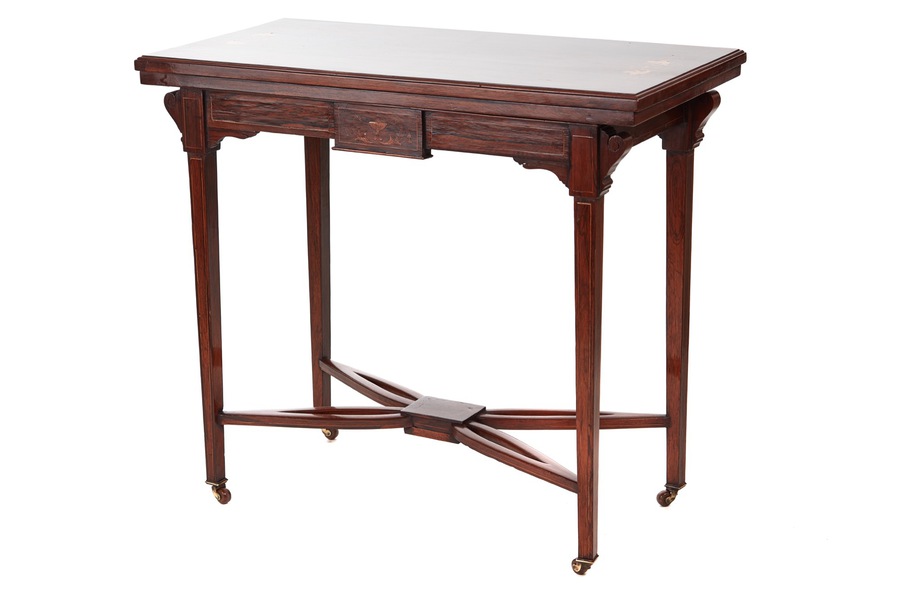 Edwardian Rosewood Inlaid Card Table REF:166 