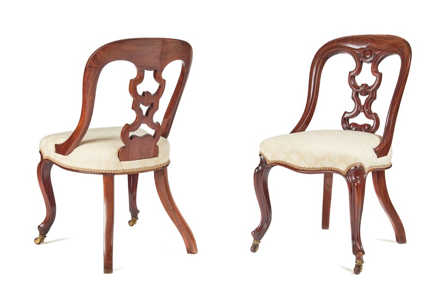  Antique Pair of Victorian Mahogany Side Chairs REF:143